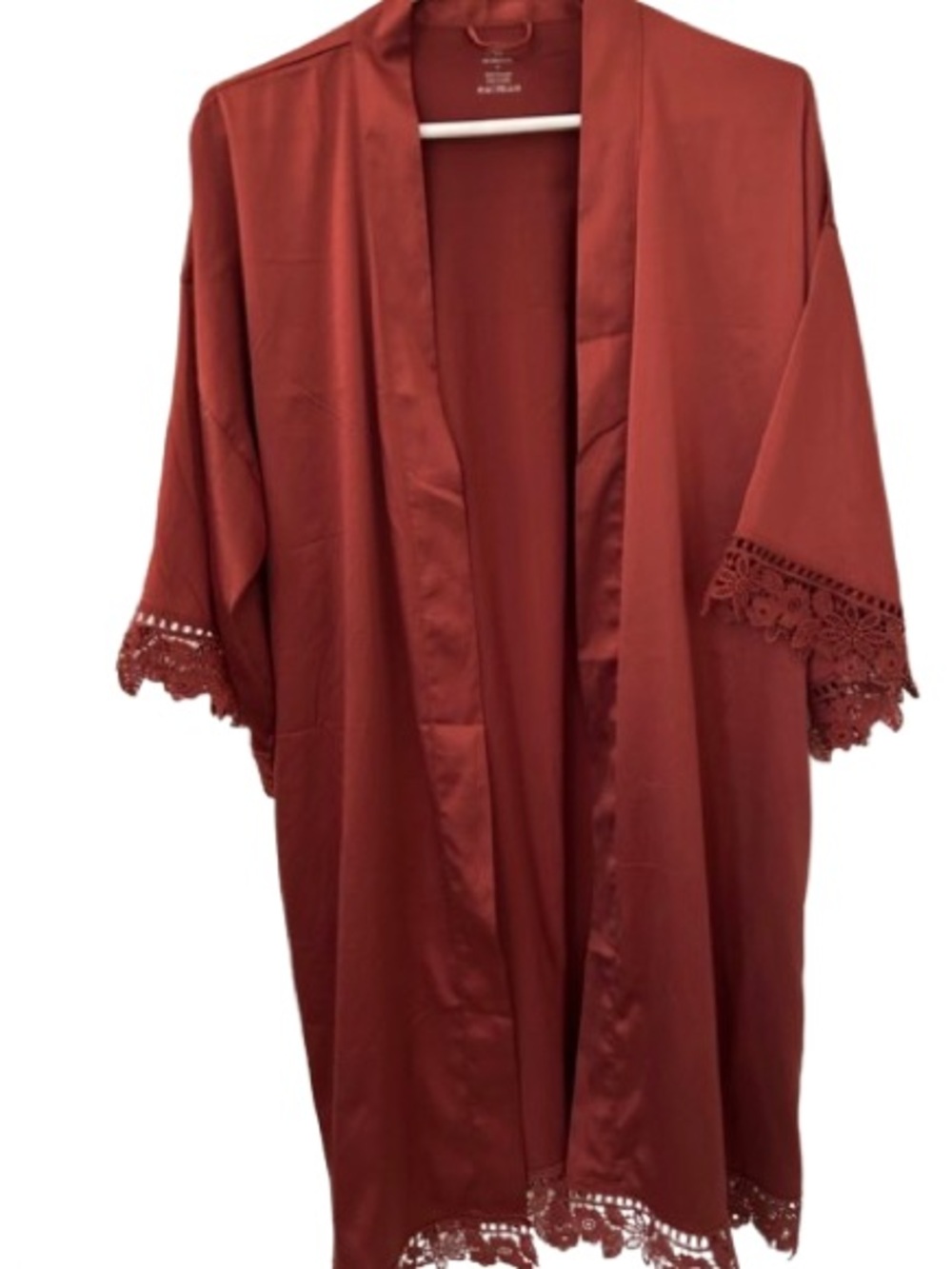 Open-Front Lace-Trim Kimono/Robe in Rust   AW Bridal Brand  Size M